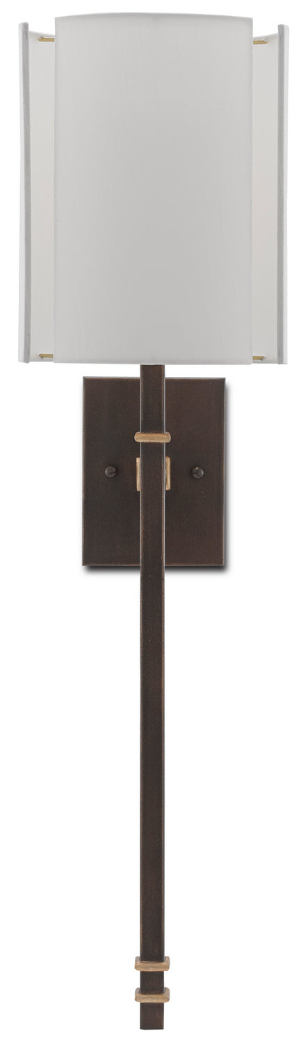 Currey and Company 5000-0119 One Light Wall Sconce, Hand Rubbed Bronze/Contemporary Gold Leaf