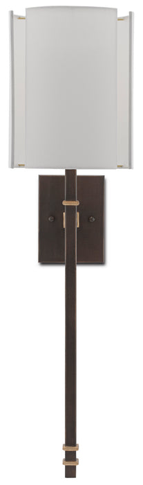 Currey and Company 5000-0119 One Light Wall Sconce, Hand Rubbed Bronze/Contemporary Gold Leaf