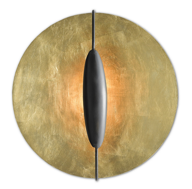 Currey and Company 5000-0130 One Light Wall Sconce, Contemporary Gold Leaf/Painted Contemporary Gold/French Black