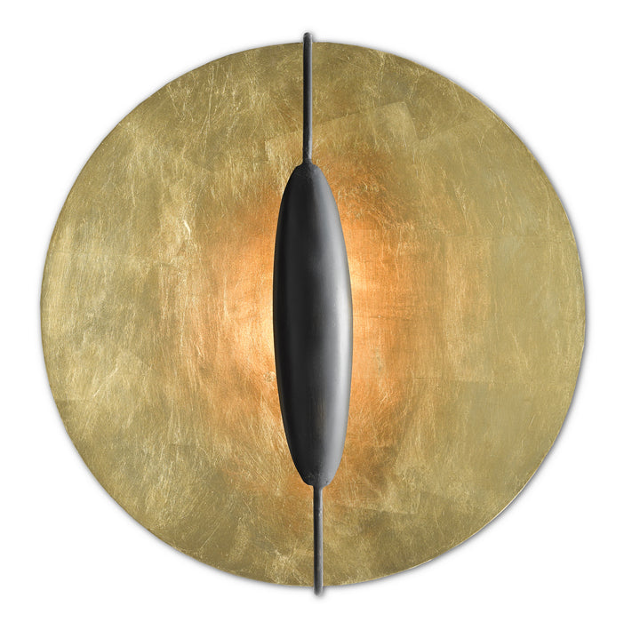 Currey and Company 5000-0130 One Light Wall Sconce, Contemporary Gold Leaf/Painted Contemporary Gold/French Black