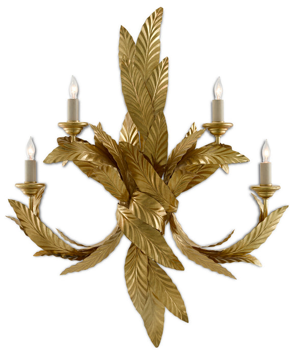 Currey and Company 5000-0132 Four Light Wall Sconce, Contemporary Gold Leaf