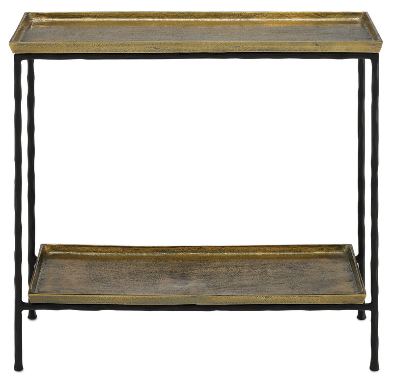 Currey and Company 4000-0060 Side Table, Antique Brass/Black