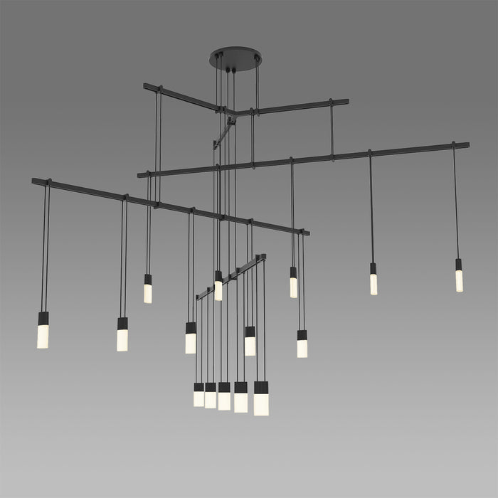 Sonneman S1D36K-JR18XX12-RP02 15 Light Pendant, Satin Black