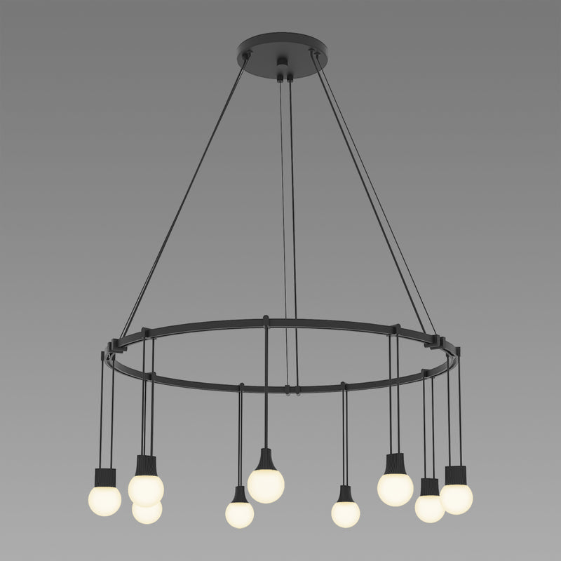 Sonneman S1E24K-JC06XX09-RP03 Nine Light Pendant, Satin Black