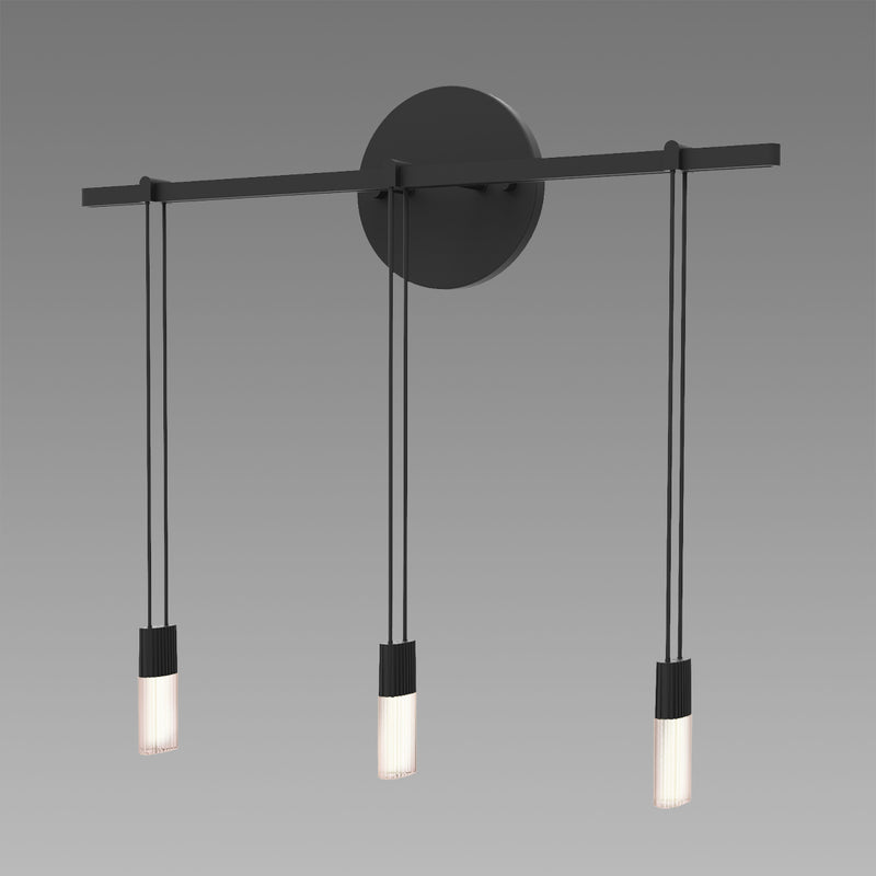 Sonneman S1M18K-JFXXXX12-RP01 Three Light Bath Bar, Satin Black