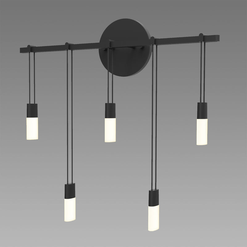Sonneman S1N18K-JFXXXX62-RP02 Five Light Bath Bar, Satin Black