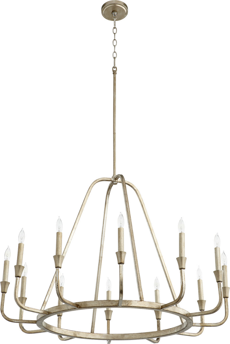 Quorum 6314-12-60 12 Light Chandelier, Aged Silver Leaf