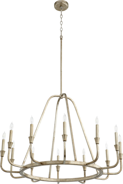 Quorum 6314-12-60 12 Light Chandelier, Aged Silver Leaf