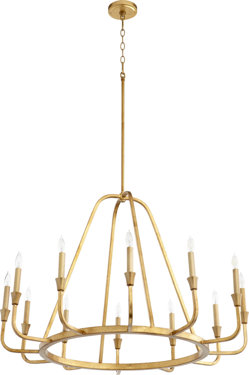 Quorum 6314-12-74 12 Light Chandelier, Gold Leaf