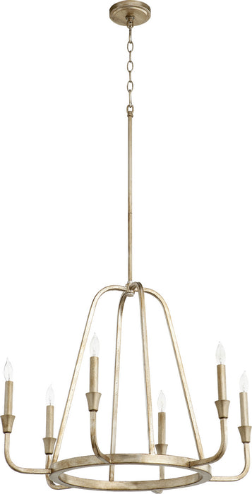 Quorum 6314-6-60 Six Light Chandelier, Aged Silver Leaf