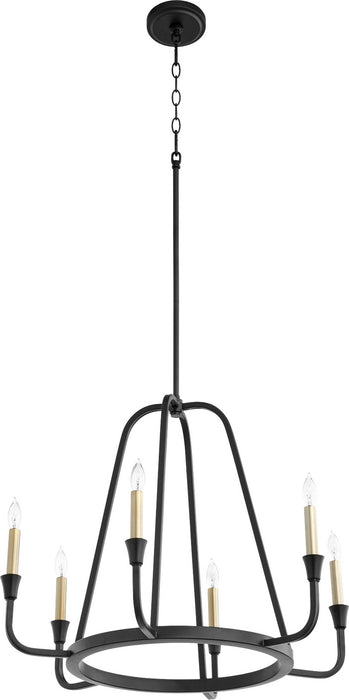 Quorum 6314-6-69 Six Light Chandelier, Textured Black