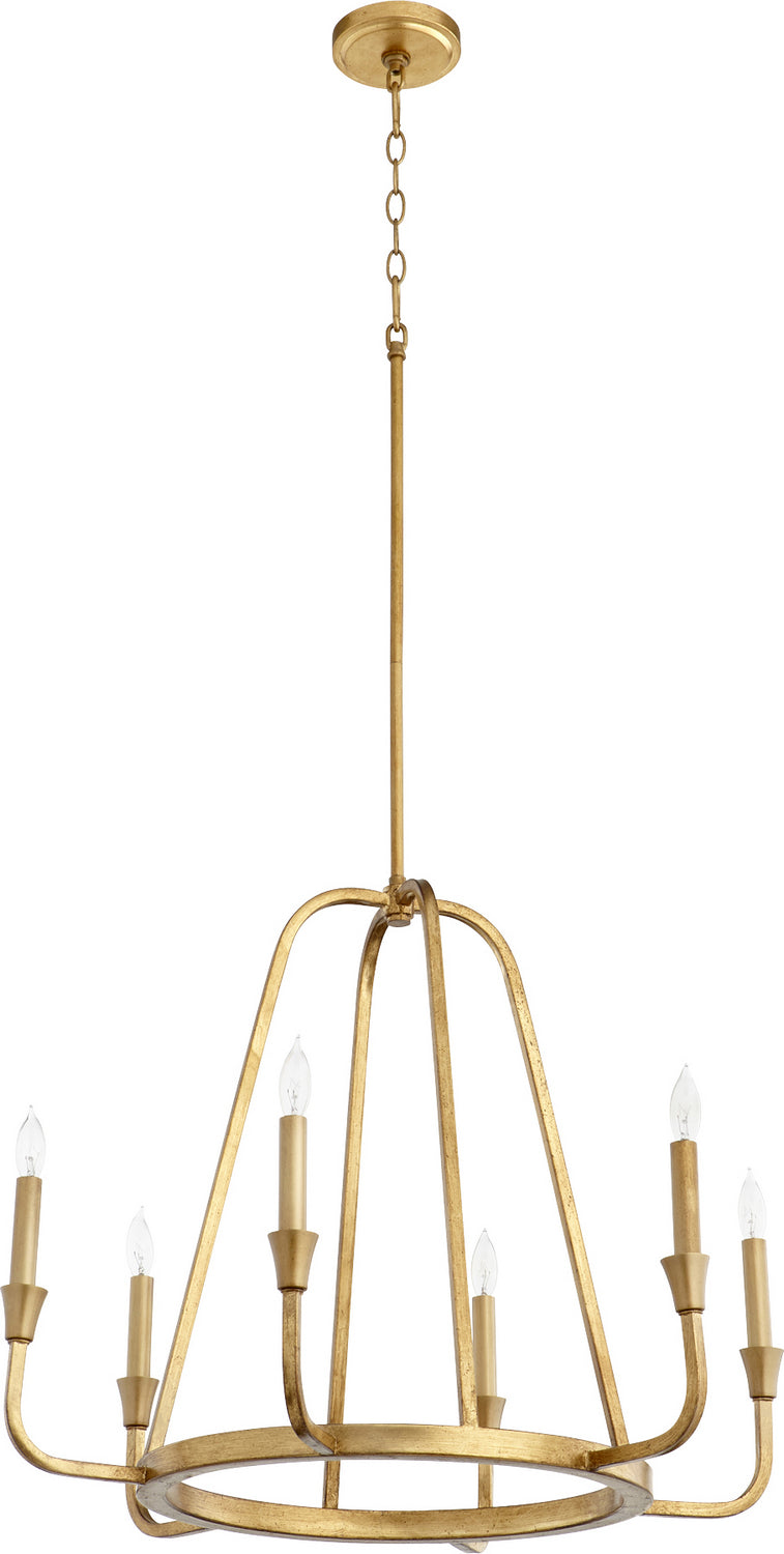 Quorum 6314-6-74 Six Light Chandelier, Gold Leaf