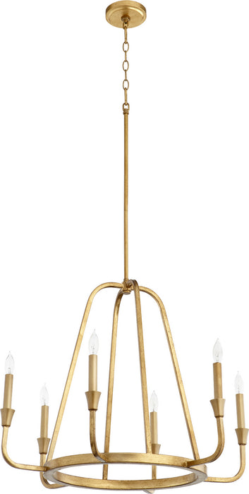 Quorum 6314-6-74 Six Light Chandelier, Gold Leaf