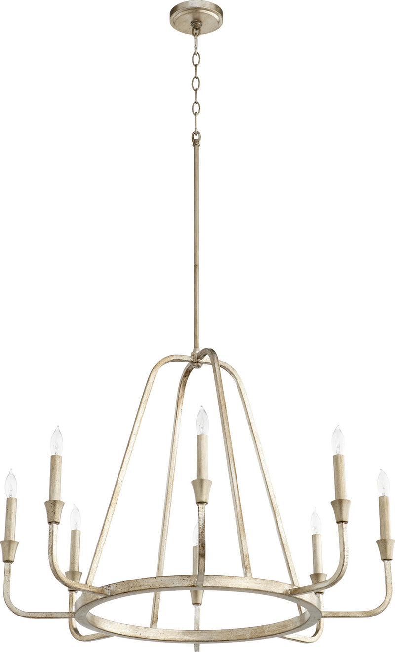 Quorum 6314-8-60 Eight Light Chandelier, Aged Silver Leaf