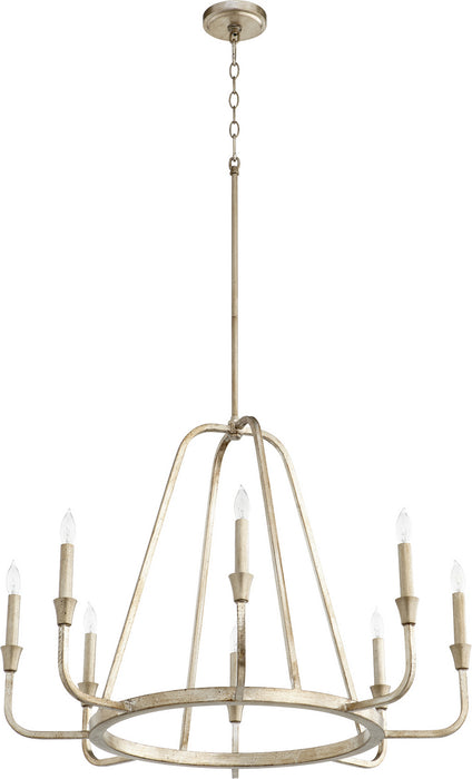 Quorum 6314-8-60 Eight Light Chandelier, Aged Silver Leaf