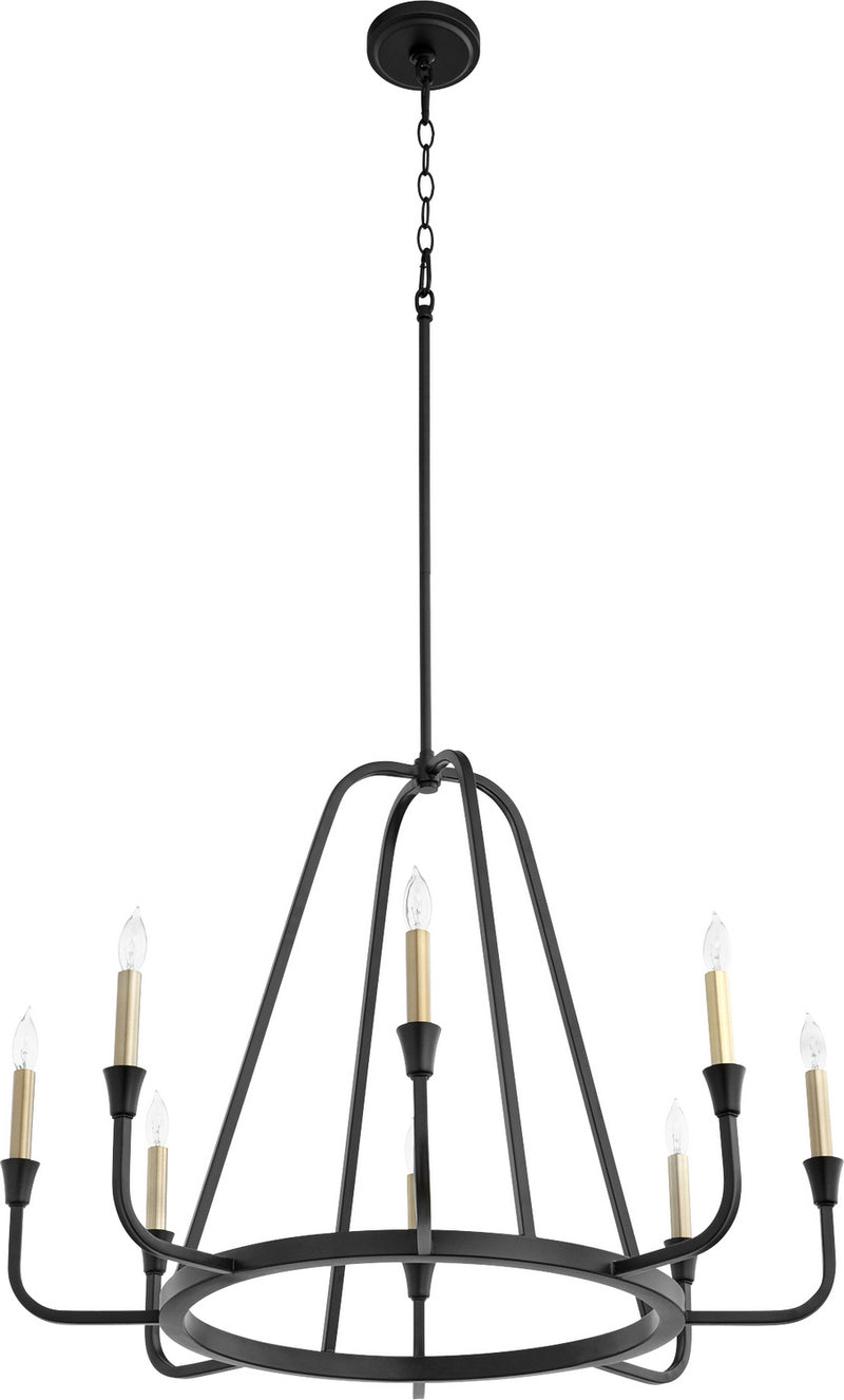 Quorum 6314-8-69 Eight Light Chandelier, Textured Black