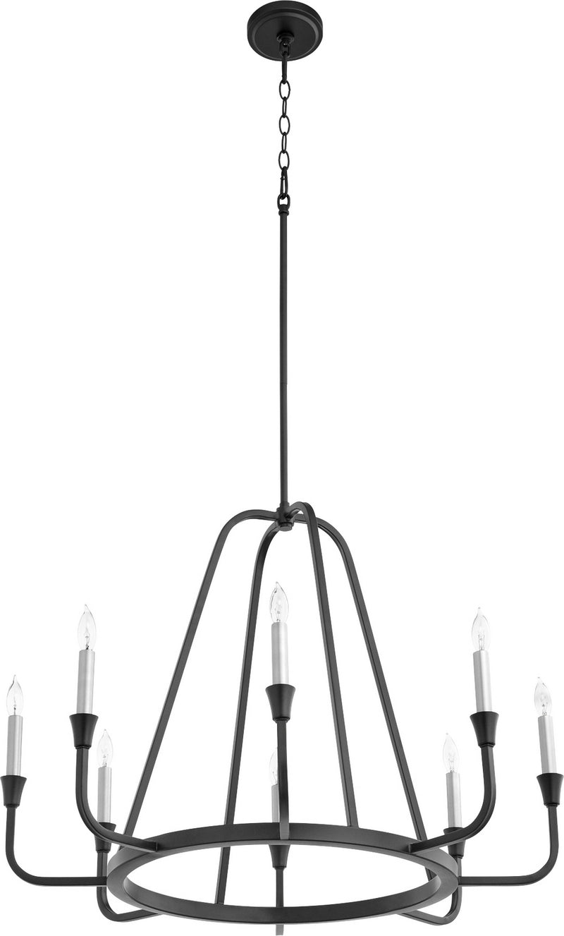 Quorum 6314-8-69 Eight Light Chandelier, Textured Black