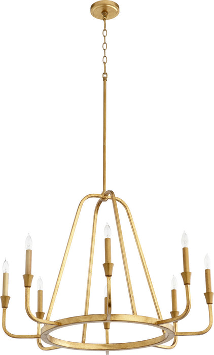 Quorum 6314-8-74 Eight Light Chandelier, Gold Leaf