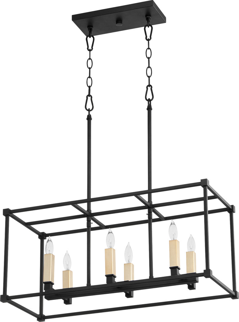 Quorum 656-6-69 Six Light Linear Pendant, Textured Black