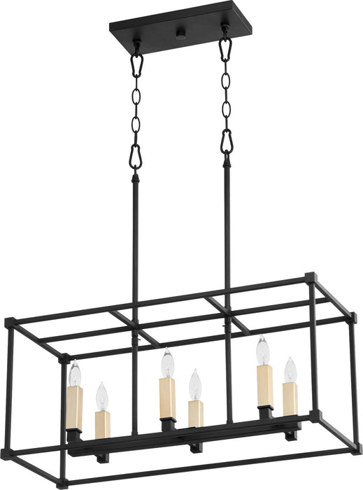 Quorum 656-6-69 Six Light Linear Pendant, Textured Black