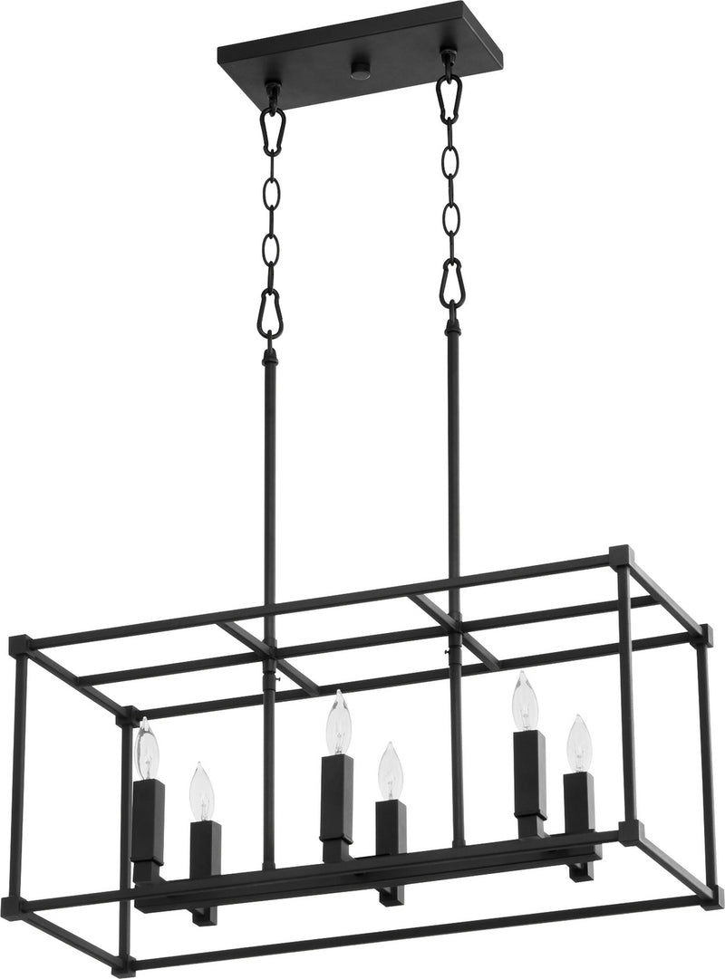 Quorum 656-6-69 Six Light Linear Pendant, Textured Black