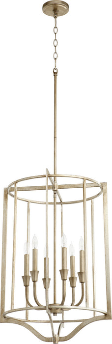 Quorum 6814-6-60 Six Light Pendant, Aged Silver Leaf