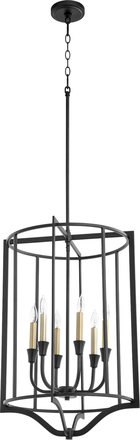 Quorum 6814-6-69 Six Light Pendant, Textured Black