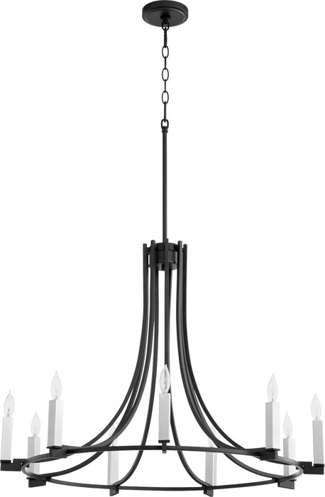 Quorum 696-9-69 Nine Light Chandelier, Textured Black