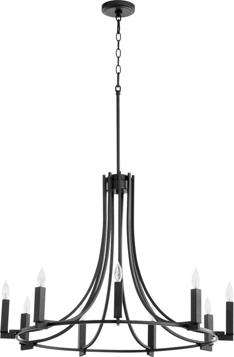 Quorum 696-9-69 Nine Light Chandelier, Textured Black