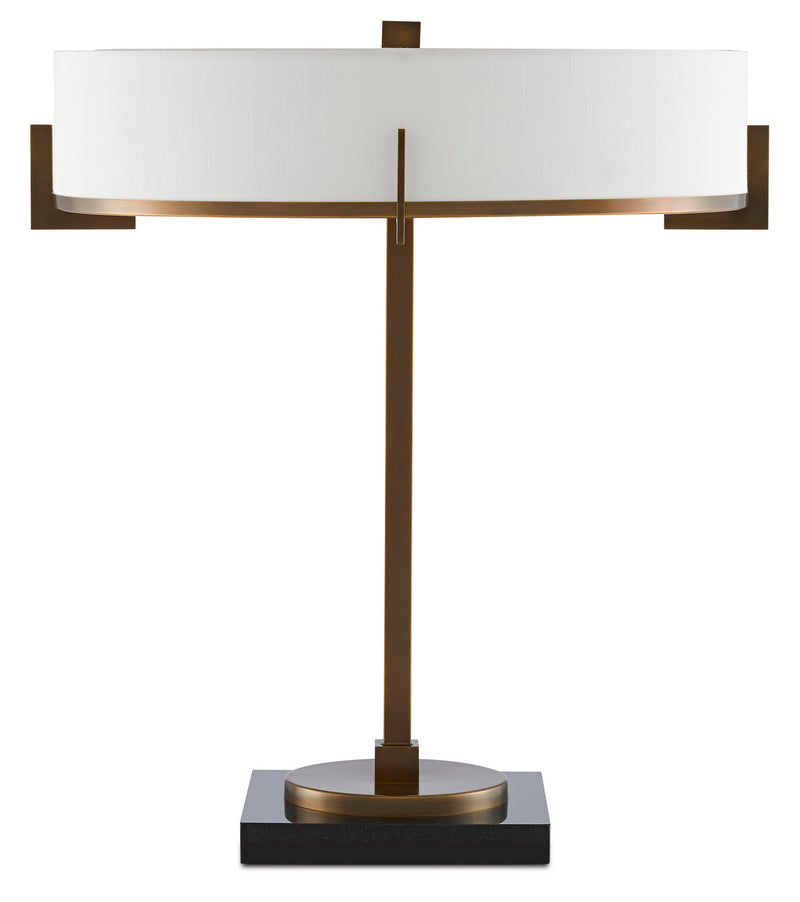 Currey and Company 6000-0438 Three Light Table Lamp, Antique Brass/Black