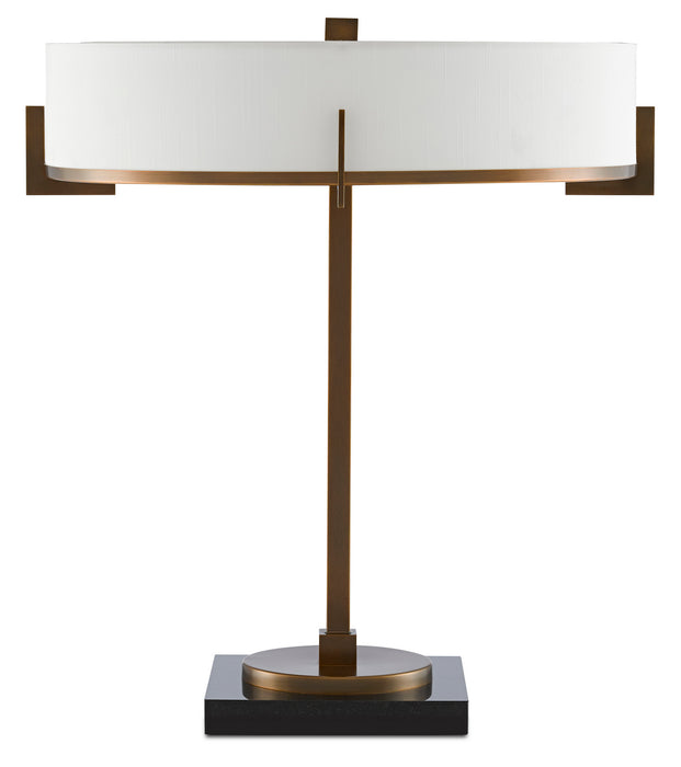 Currey and Company 6000-0438 Three Light Table Lamp, Antique Brass/Black