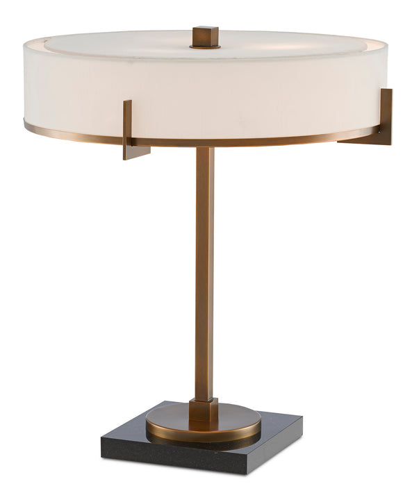 Currey and Company 6000-0438 Three Light Table Lamp, Antique Brass/Black