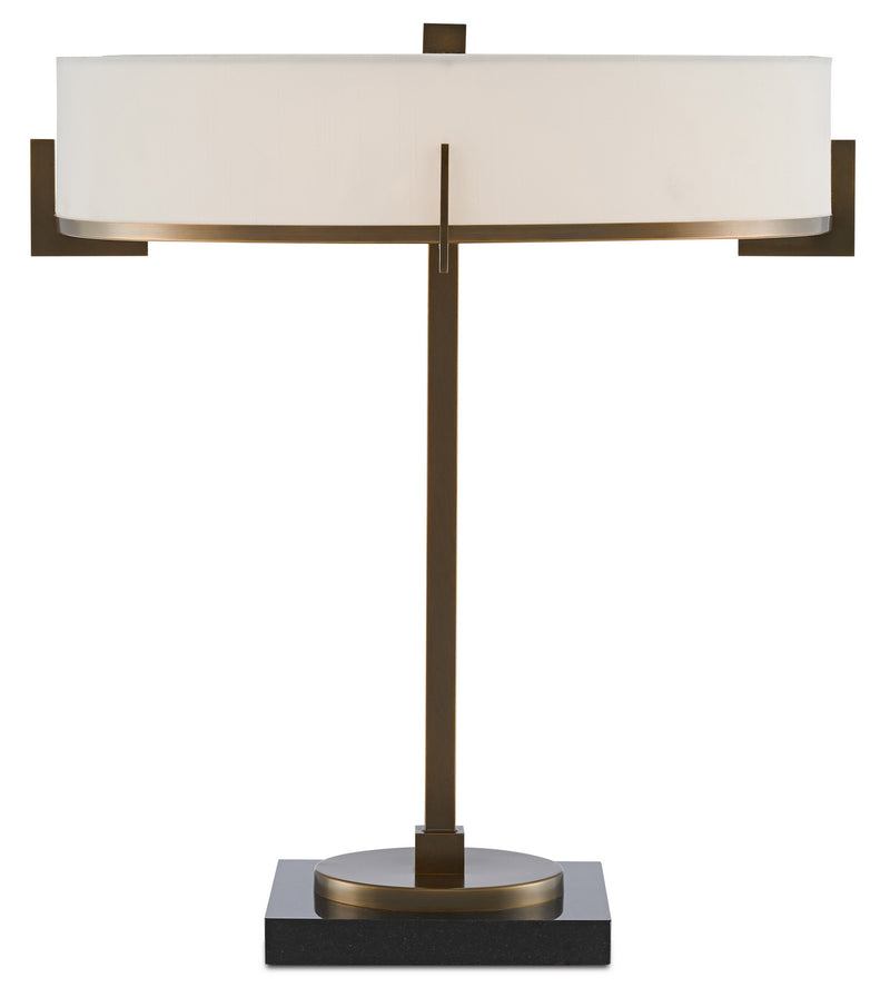Currey and Company 6000-0438 Three Light Table Lamp, Antique Brass/Black