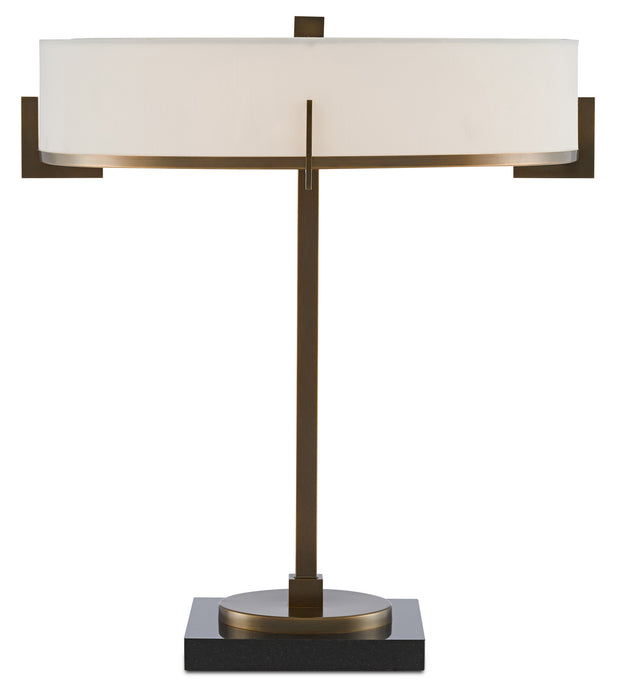 Currey and Company 6000-0438 Three Light Table Lamp, Antique Brass/Black