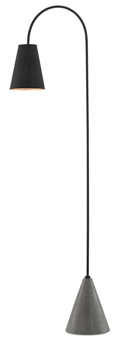 Currey and Company 8000-0070 One Light Floor Lamp, Black Iron/Silver Leaf/Polished Concrete