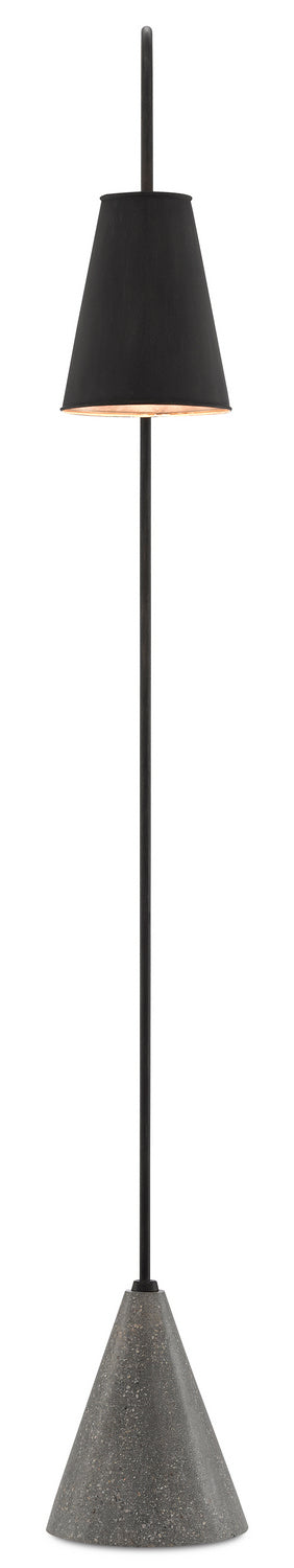 Currey and Company 8000-0070 One Light Floor Lamp, Black Iron/Silver Leaf/Polished Concrete