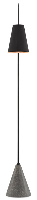 Currey and Company 8000-0070 One Light Floor Lamp, Black Iron/Silver Leaf/Polished Concrete
