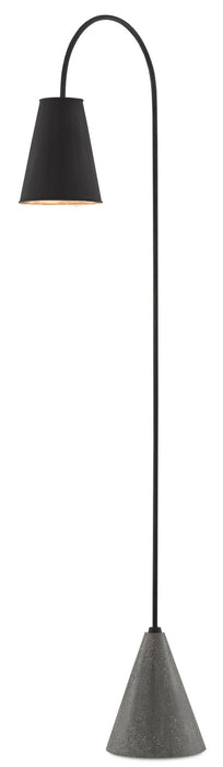 Currey and Company 8000-0070 One Light Floor Lamp, Black Iron/Silver Leaf/Polished Concrete