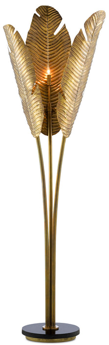 Currey and Company 8000-0071 Three Light Floor Lamp, Vintage Brass/Black