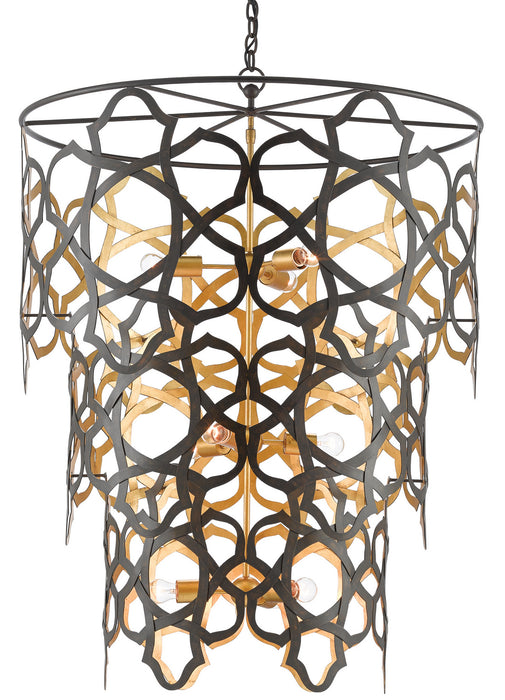 Currey and Company 9000-0381 Nine Light Chandelier, Bronze Gold/Contemporary Gold Leaf