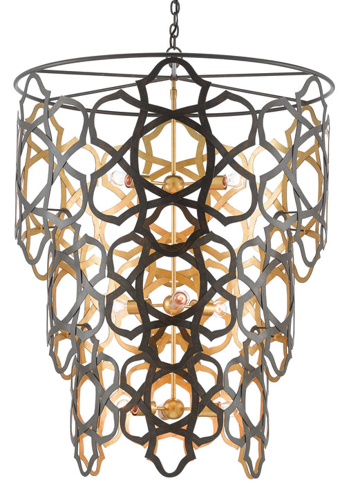 Currey and Company 9000-0381 Nine Light Chandelier, Bronze Gold/Contemporary Gold Leaf
