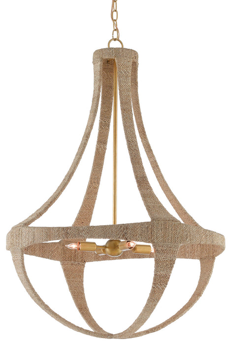 Currey and Company 9000-0385 Four Light Chandelier, Natural/Dark Contemporary Gold Leaf
