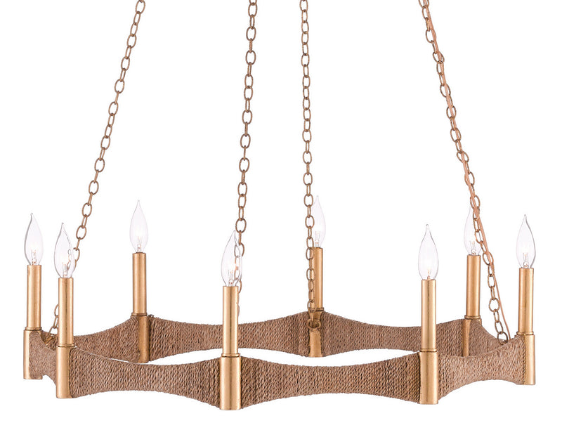 Currey and Company 9000-0402 Eight Light Chandelier, Natural/Dark Contemporary Gold Leaf