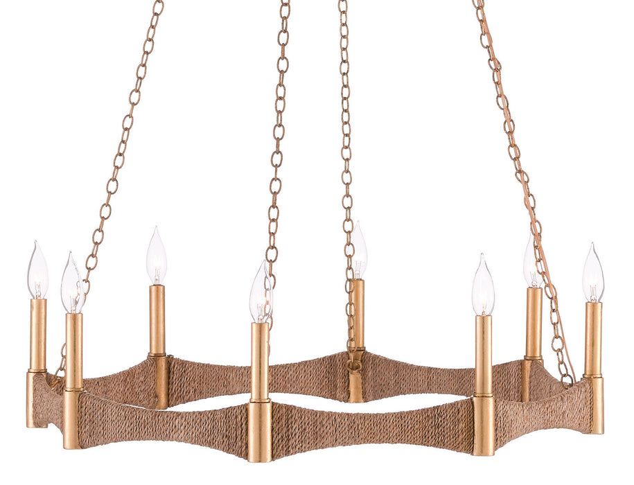 Currey and Company 9000-0402 Eight Light Chandelier, Natural/Dark Contemporary Gold Leaf