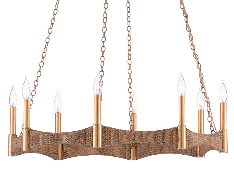 Currey and Company 9000-0402 Eight Light Chandelier, Natural/Dark Contemporary Gold Leaf