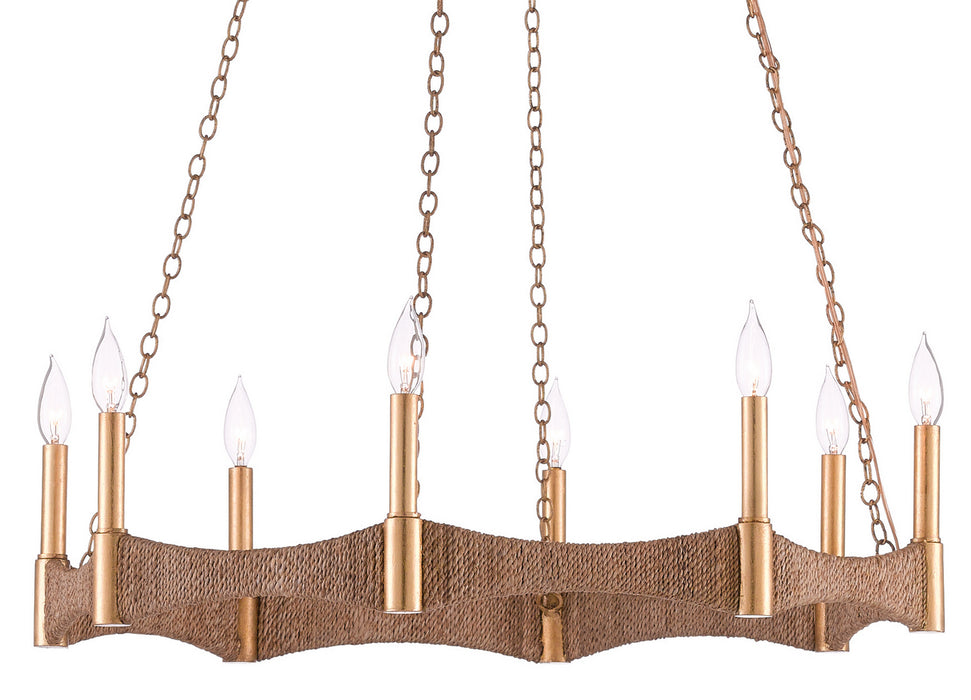Currey and Company 9000-0402 Eight Light Chandelier, Natural/Dark Contemporary Gold Leaf