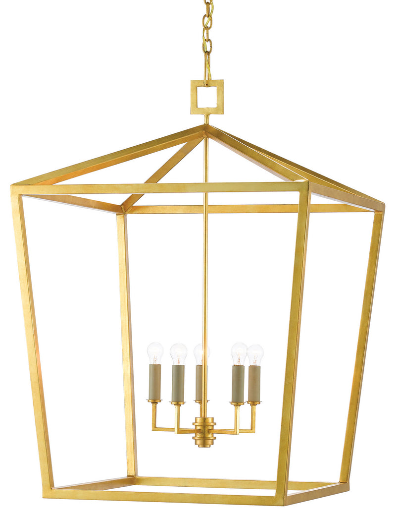 Currey and Company 9000-0404 Five Light Lantern, Contemporary Gold Leaf