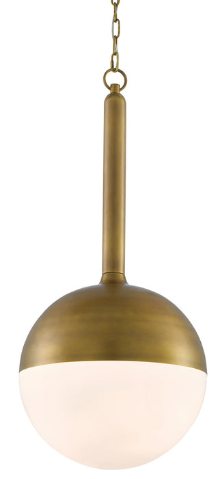 Currey and Company 9000-0419 One Light Pendant, Antique Brass/Opaque White