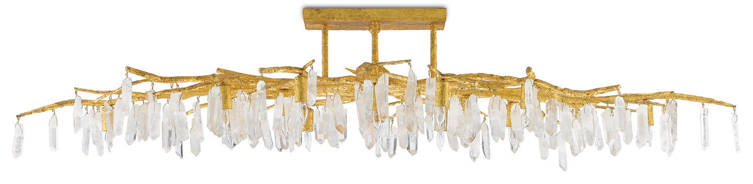 Currey and Company 9000-0423 14 Light Semi-Flush Mount, Washed Lucerne Gold/Natural
