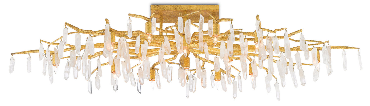 Currey and Company 9000-0423 14 Light Semi-Flush Mount, Washed Lucerne Gold/Natural